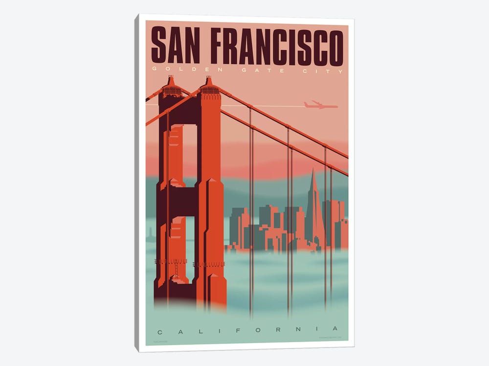 San Francisco Travel Poster by Jim Zahniser 1-piece Canvas Art Print