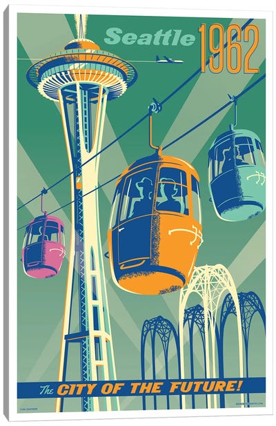 Seattle 1962 Travel Poster Canvas Art Print - Seattle Travel Posters