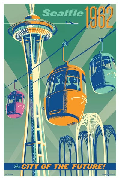 Towers: Seattle 1962 Travel Poster by Jim Zahniser