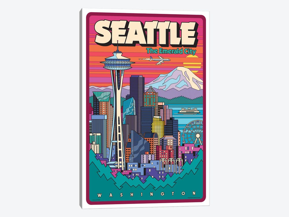 Seattle Pop Art Travel Poster by Jim Zahniser 1-piece Art Print