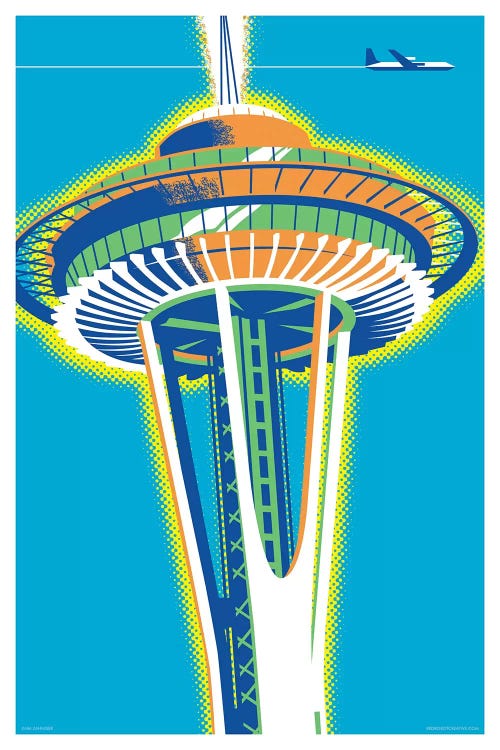 Space Needle iCanvas Canvas Poster Jim by Zahniser | Art Seattle