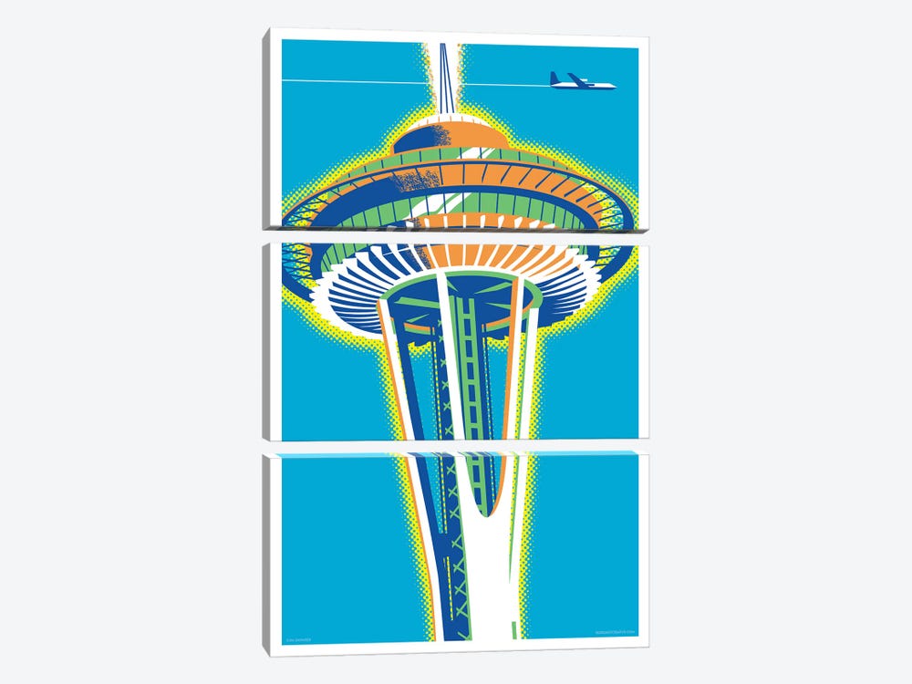 Seattle Space Needle Poster by Jim Zahniser 3-piece Canvas Wall Art
