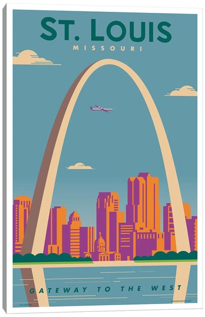 St. Louis Travel Poster Canvas Art Print - Famous Monuments & Sculptures