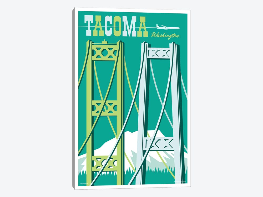Tacoma Bridges Travel Poster I by Jim Zahniser 1-piece Canvas Art