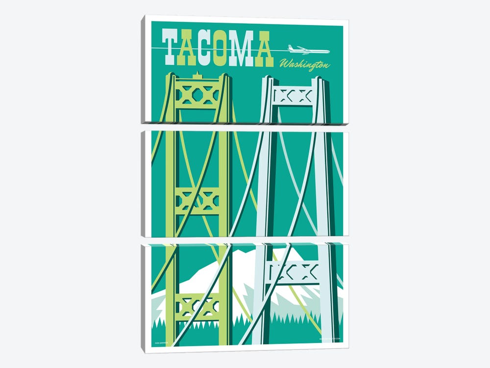 Tacoma Bridges Travel Poster I by Jim Zahniser 3-piece Canvas Art