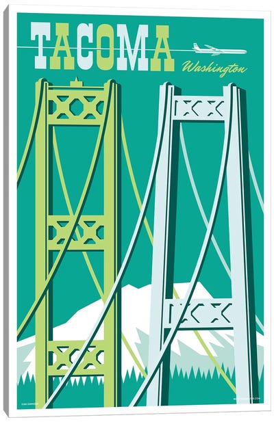 Tacoma Bridges Travel Poster I Canvas Art Print - Jim Zahniser