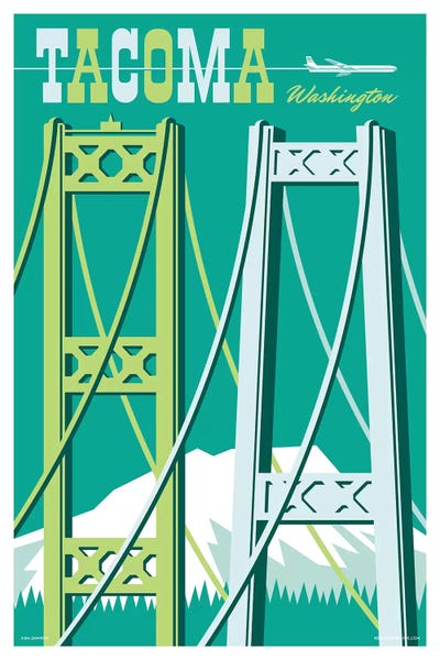 Jim Zahniser: Tacoma Bridges Travel Poster I by Jim Zahniser