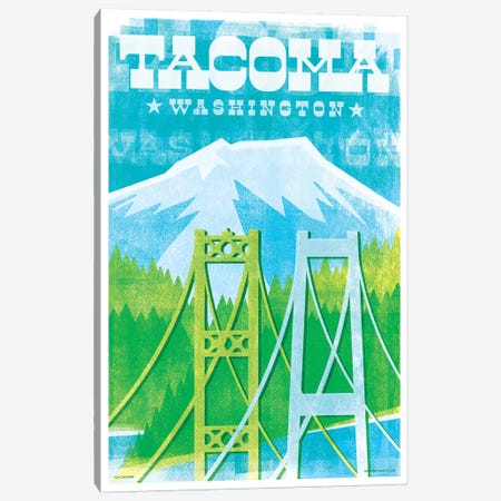 Tacoma Bridges Travel Poster II Canvas Print #JZA50} by Jim Zahniser Art Print