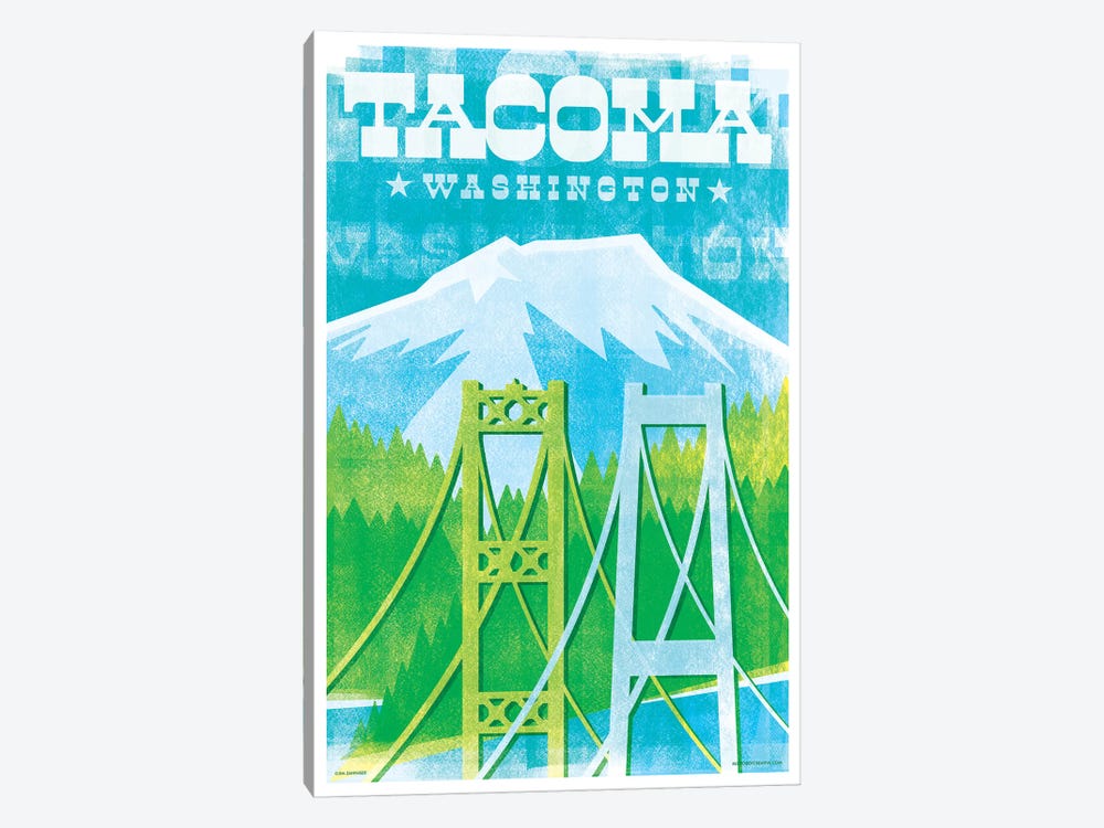 Tacoma Bridges Travel Poster II by Jim Zahniser 1-piece Canvas Artwork