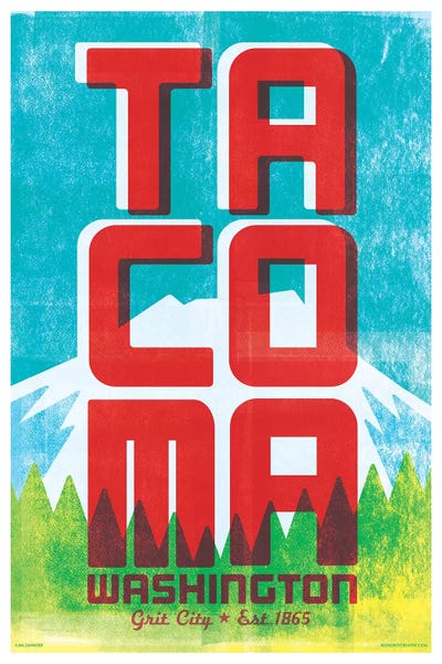 Tacoma Typography Poster by Jim Zahniser acrylic art print