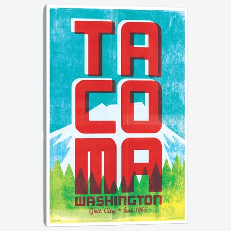 Tacoma Typography Poster Canvas Print #JZA51} by Jim Zahniser Art Print