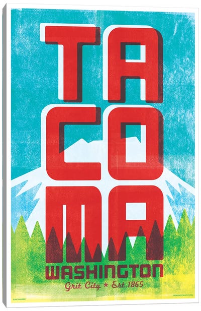 Tacoma Typography Poster Canvas Art Print - Jim Zahniser