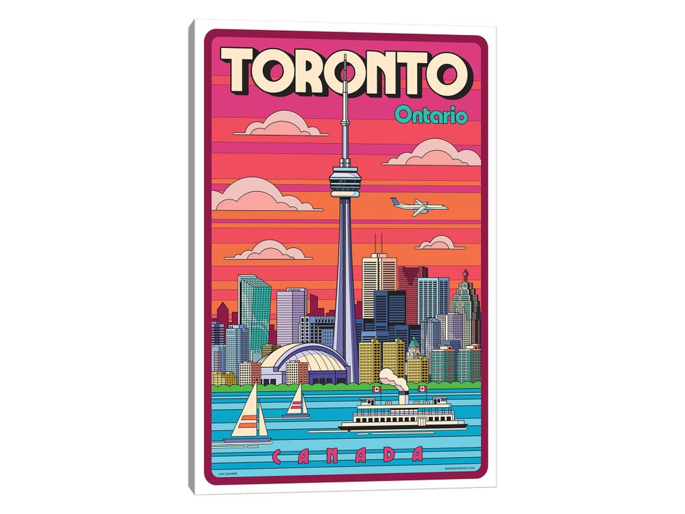 Toronto Pop Art Travel Poster Canvas - Canvas Art Print | Jim Zahniser