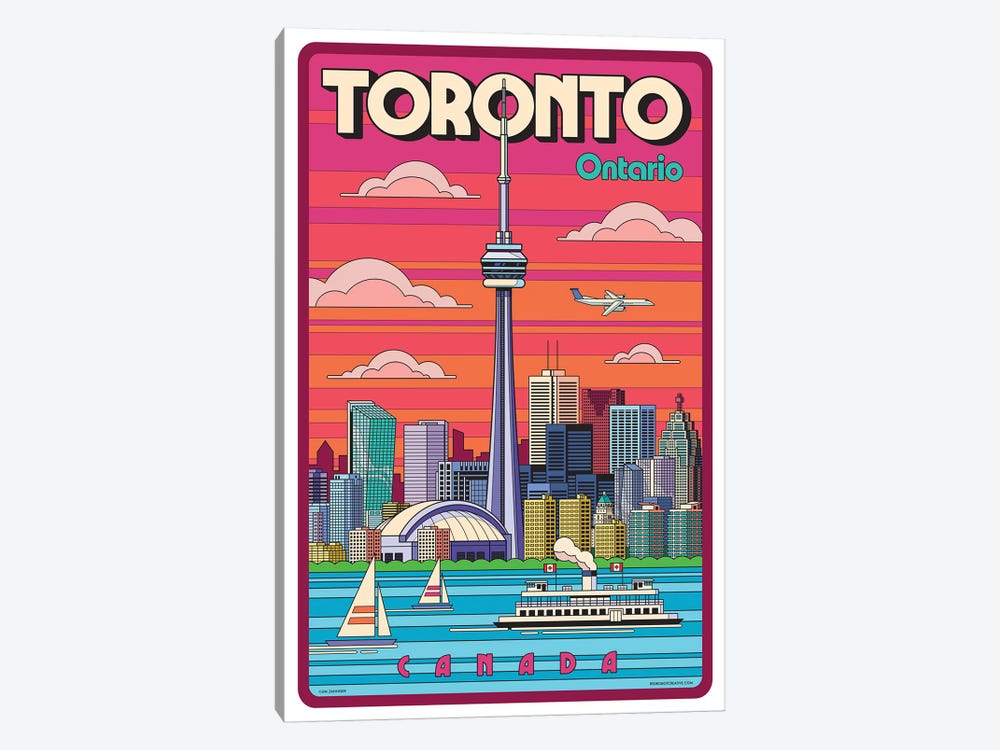 Toronto Pop Art Travel Poster by Jim Zahniser 1-piece Canvas Wall Art