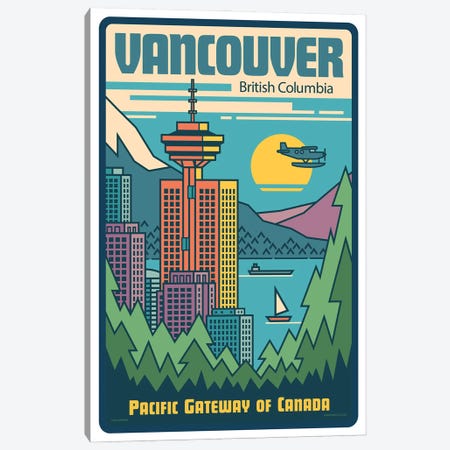 Vancouver Pop Art Travel Poster Canvas Print #JZA53} by Jim Zahniser Canvas Art Print