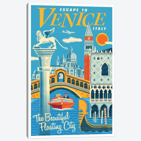 Venice Travel Poster I Canvas Print #JZA54} by Jim Zahniser Canvas Artwork