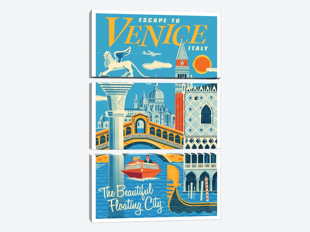 Venice Travel Poster I by Jim Zahniser 3-piece Canvas Art