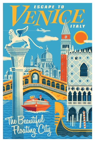 Rialto Bridge: Venice Travel Poster I by Jim Zahniser