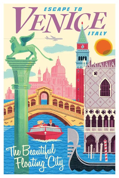 Rialto Bridge: Venice Travel Poster II by Jim Zahniser