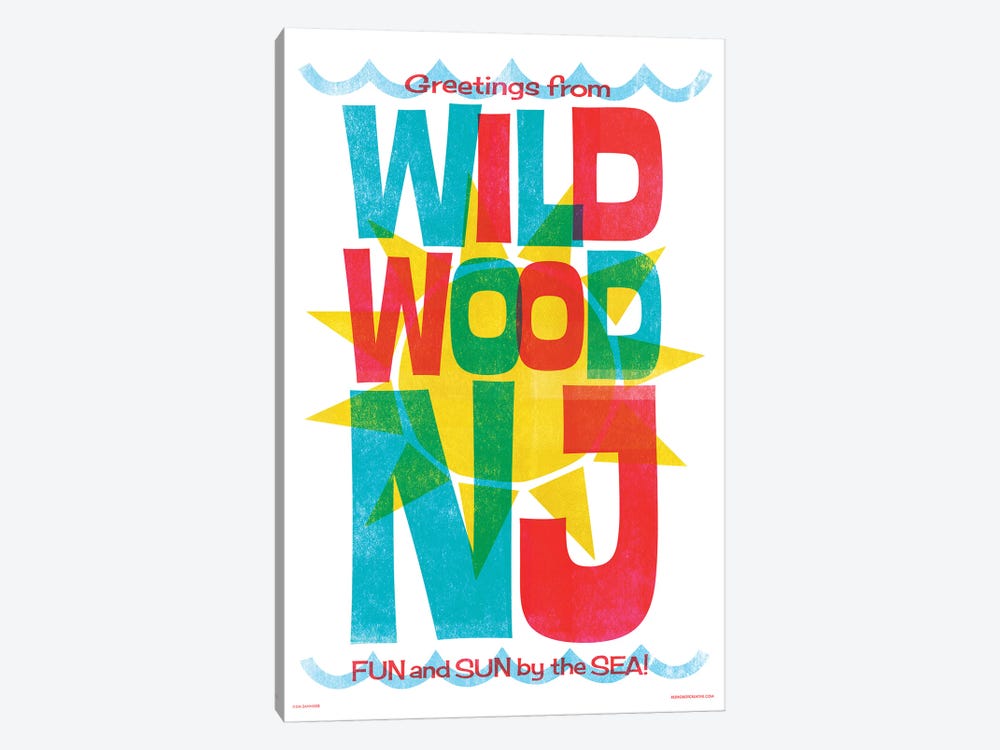 Wildwood New Jersey Travel Poster by Jim Zahniser 1-piece Canvas Artwork