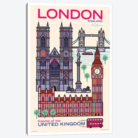 London Travel Poster Canvas Print #JZA57} by Jim Zahniser Canvas Artwork