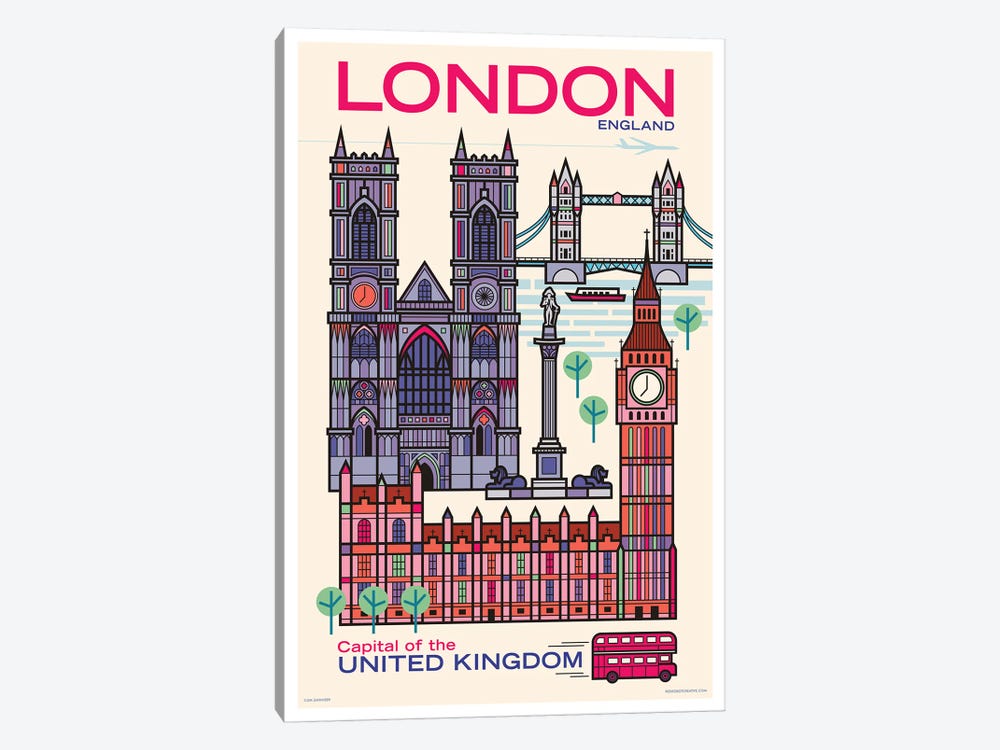 London Travel Poster by Jim Zahniser 1-piece Art Print