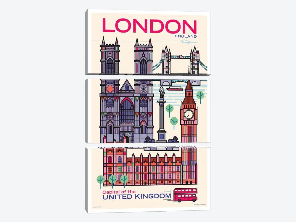 London Travel Poster by Jim Zahniser 3-piece Art Print