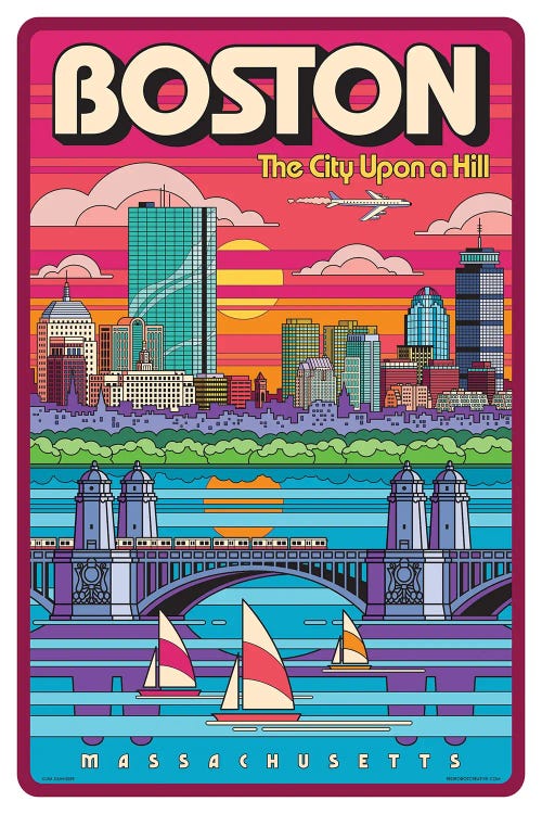 Boston Pop Art Travel Poster by Jim Zahniser wall art