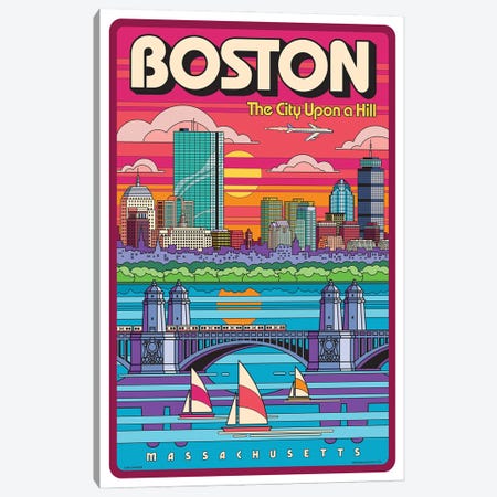 Boston Pop Art Travel Poster Canvas Print #JZA58} by Jim Zahniser Canvas Art Print
