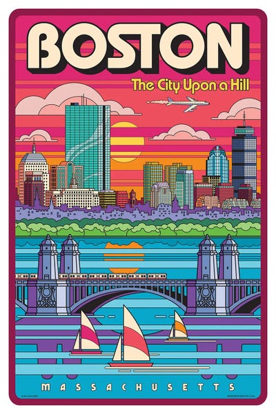 Posters: Boston Pop Art Travel Poster by Jim Zahniser