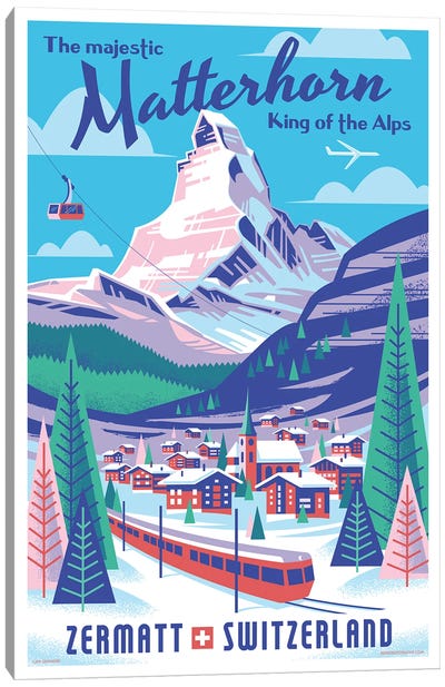Matterhorn Switzerland Travel Poster Canvas Art Print - Jim Zahniser