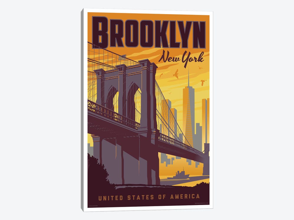 Brooklyn Bridge Travel Poster by Jim Zahniser 1-piece Art Print