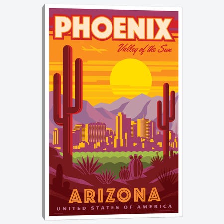 Phoenix Travel Poster Canvas Print #JZA60} by Jim Zahniser Canvas Wall Art