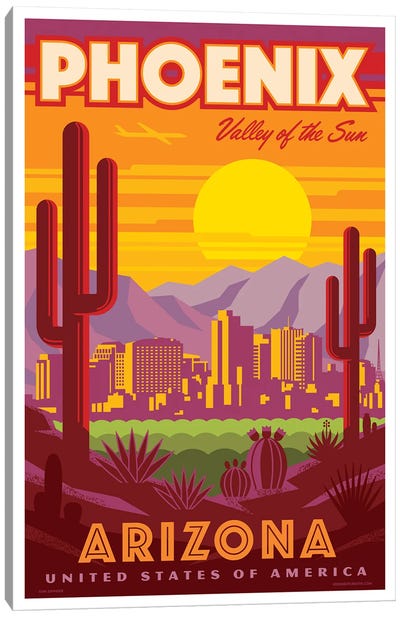 Phoenix Travel Poster Canvas Art Print - Travel Posters