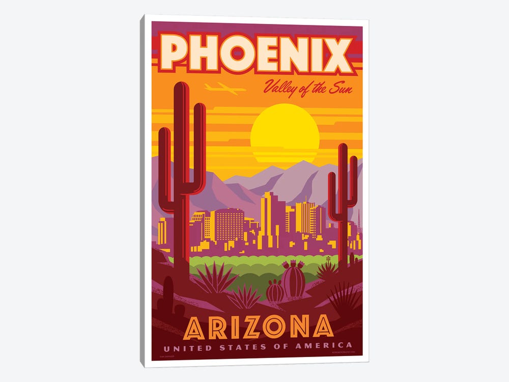 Phoenix Travel Poster by Jim Zahniser 1-piece Canvas Art Print