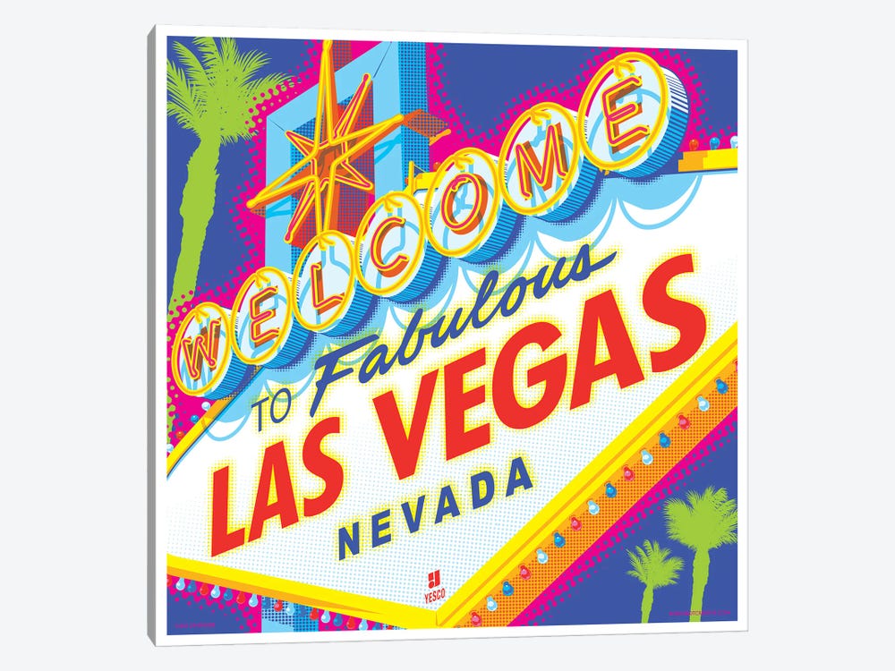 Welcome to Las Vegas Sign Pop Art Travel Poster by Jim Zahniser 1-piece Canvas Wall Art
