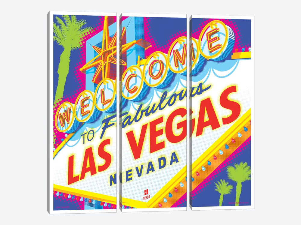 Welcome to Las Vegas Sign Pop Art Travel Poster by Jim Zahniser 3-piece Canvas Art