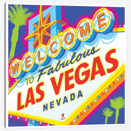 Welcome to Las Vegas Sign Pop Art Travel Poster Canvas Print #JZA61} by Jim Zahniser Canvas Wall Art