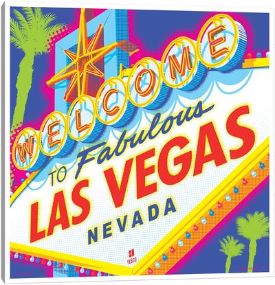 Welcome to Las Vegas Sign Pop Art Travel Poster Canvas Art Print - Nevada Art