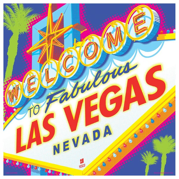 Signs: Welcome to Las Vegas Sign Pop Art Travel Poster by Jim Zahniser