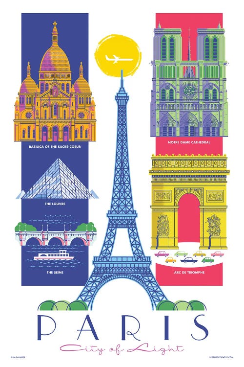 Paris Travel Poster by Jim Zahniser wall art