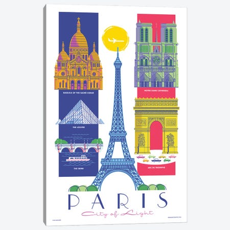 Paris Travel Poster Canvas Print #JZA62} by Jim Zahniser Canvas Wall Art