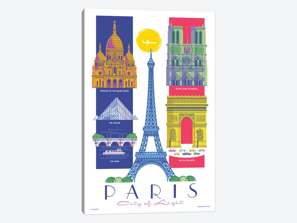 Paris Travel Poster by Jim Zahniser 1-piece Art Print