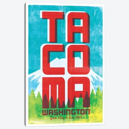Tacoma Typography Travel Poster Canvas Print #JZA64} by Jim Zahniser Art Print