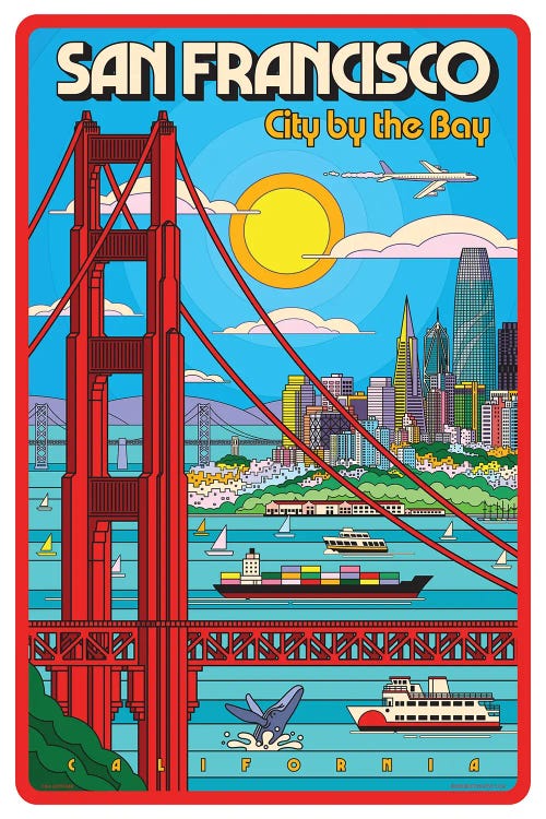 San Francisco Pop Art Travel Poster by Jim Zahniser wall art