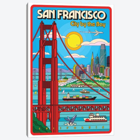 San Francisco Pop Art Travel Poster Canvas Print #JZA67} by Jim Zahniser Canvas Print