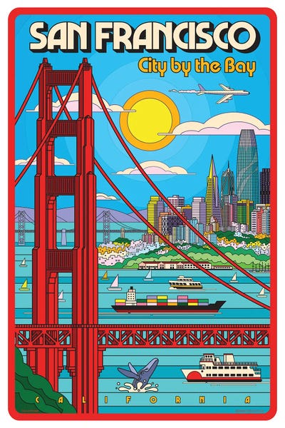 Golden Gate Bridge: San Francisco Pop Art Travel Poster by Jim Zahniser