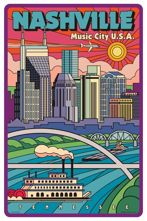 Nashville Pop Art Travel Poster New