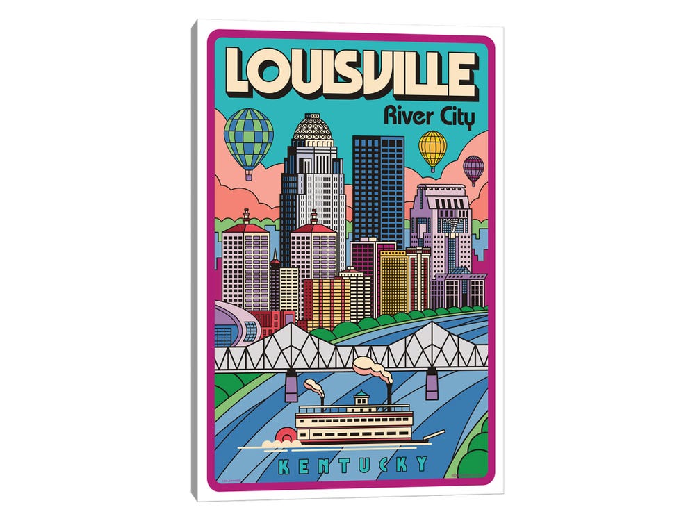 Louisville, Kentucky, Retro Skyline Classic Series, Art & Giclee Prints