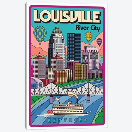 Louisville Pop Art Travel Poster Canvas Print #JZA69} by Jim Zahniser Canvas Art